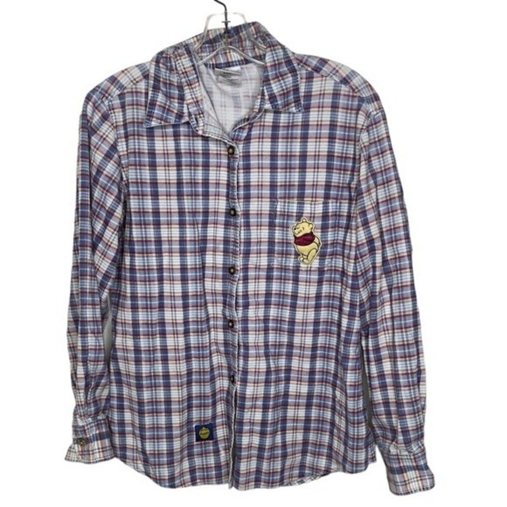 Vintage Disney Winnie the Pooh, flannel plaid button down shirt med